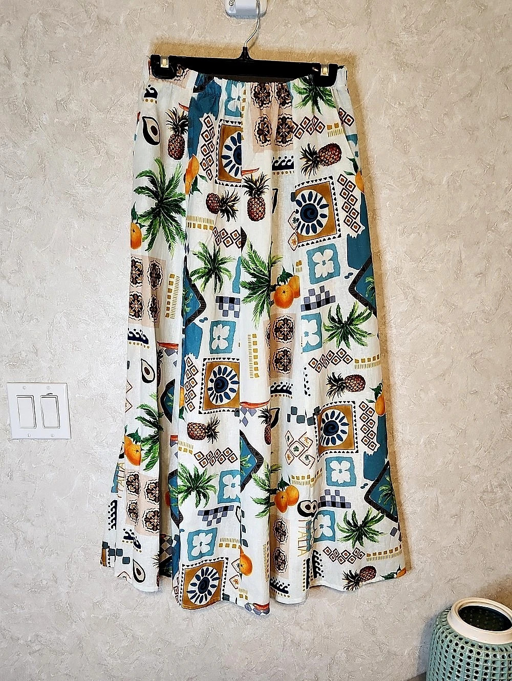 Terzo Millennio Printed Linen Cotton Maxi Skirt Size Large Like New